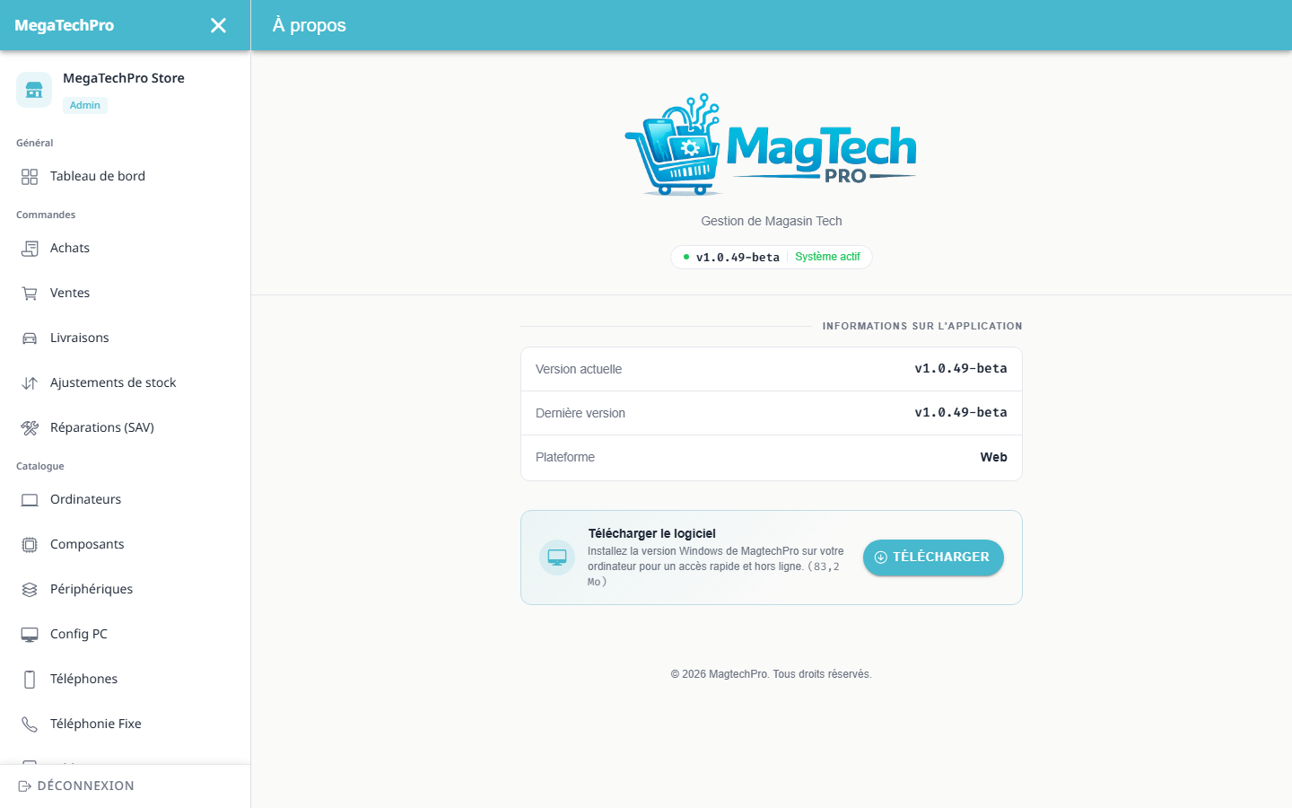 Écran MagtechPro sur ordinateur — À propos
