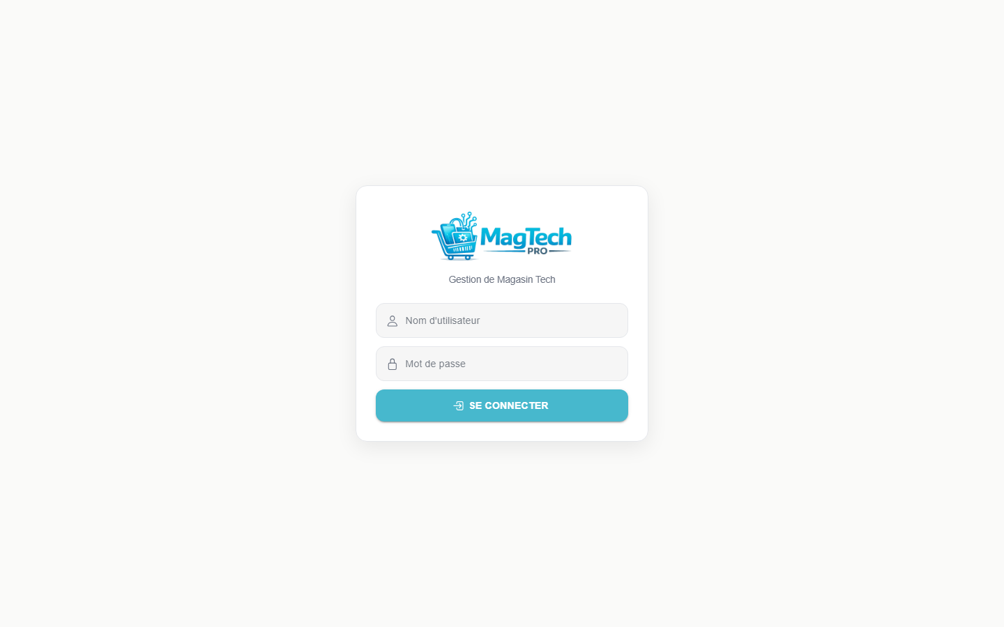 Écran MagtechPro sur ordinateur — Connexion