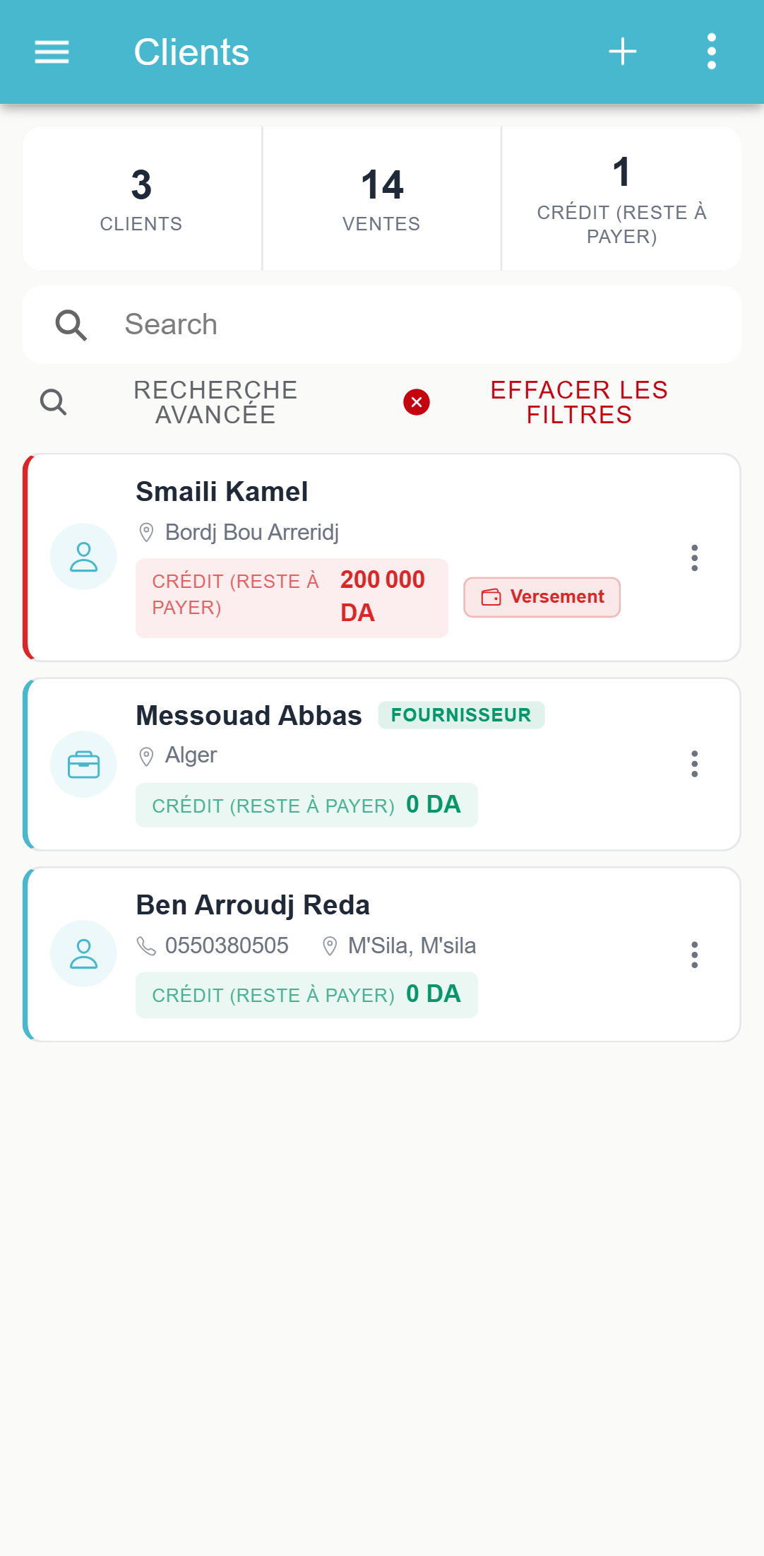 Écran MagtechPro sur téléphone — Clients