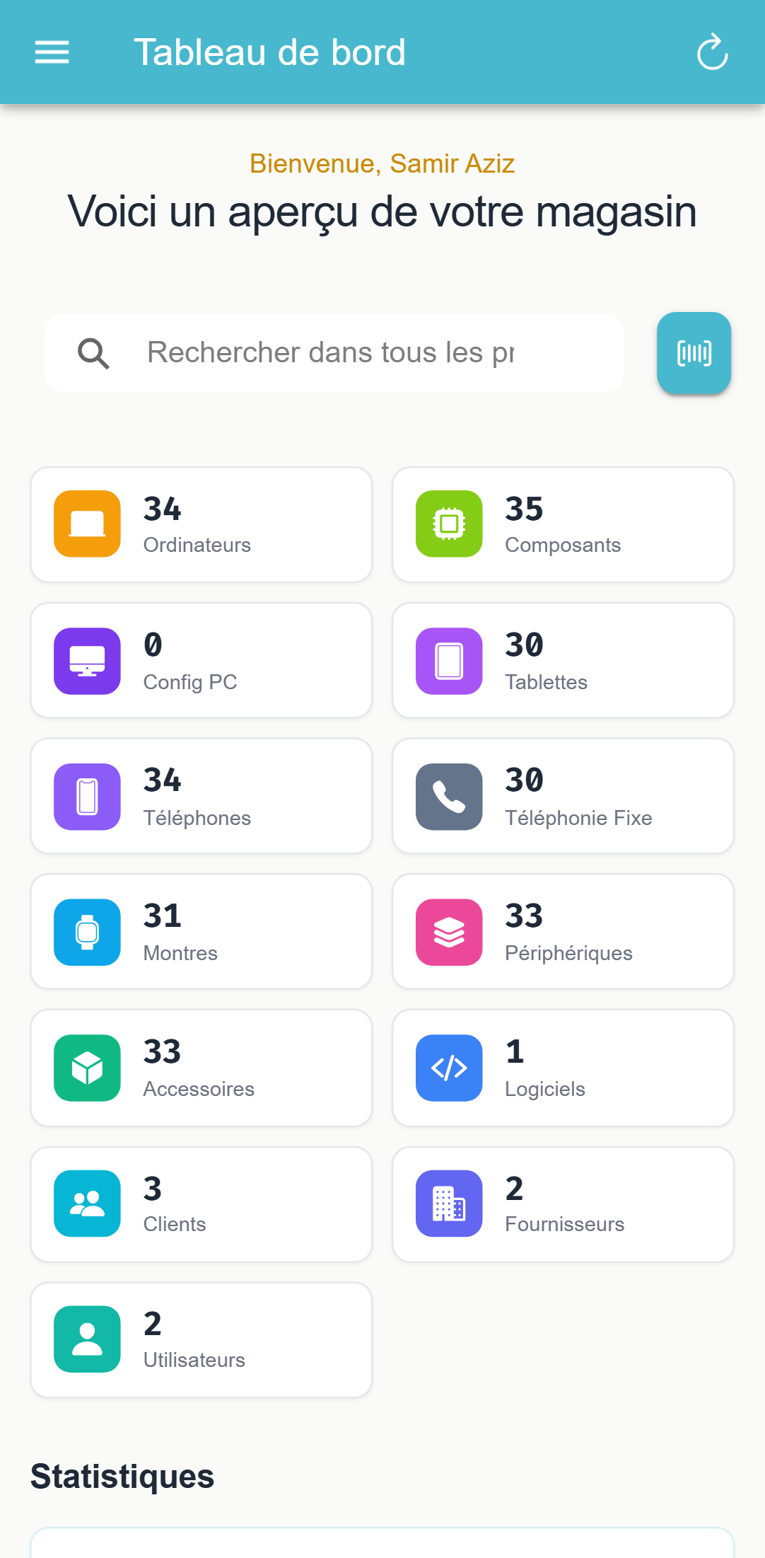 Écran MagtechPro sur téléphone — Tableau de bord