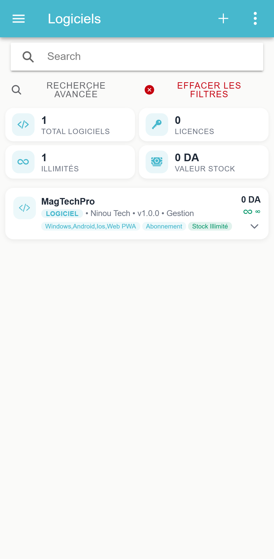 Écran MagtechPro sur téléphone — Logiciels