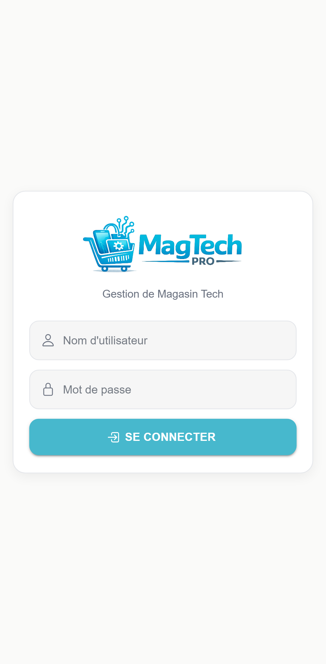 Écran MagtechPro sur téléphone — Connexion