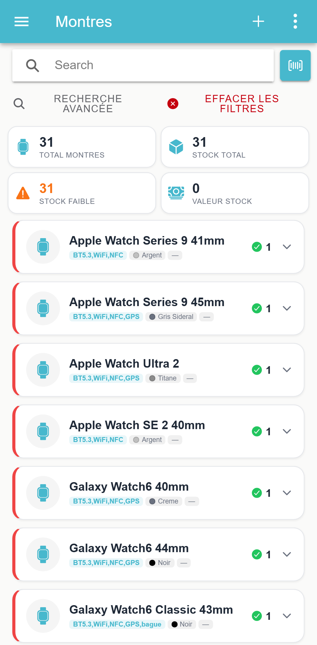 Écran MagtechPro sur téléphone — Montres